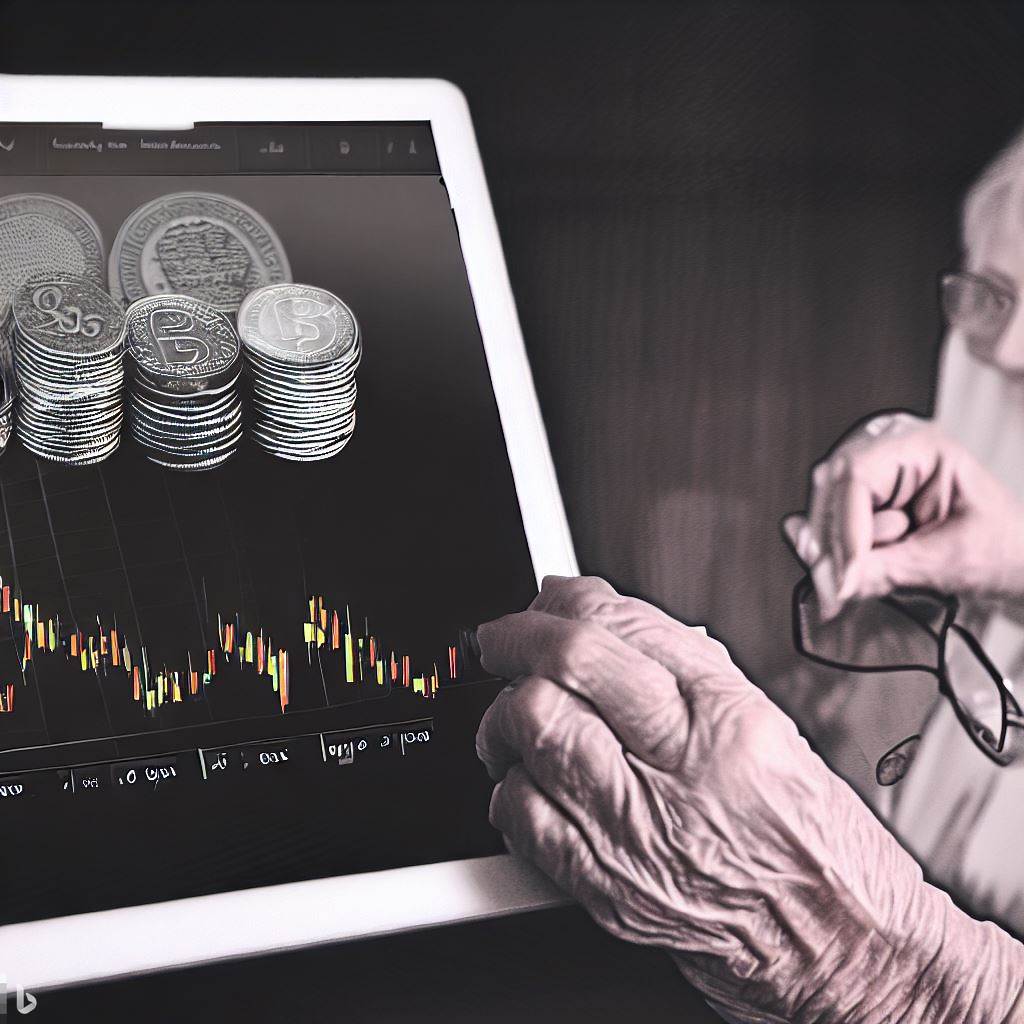 Eldre kvinne undersøker kryptografisk diagram på en tablet